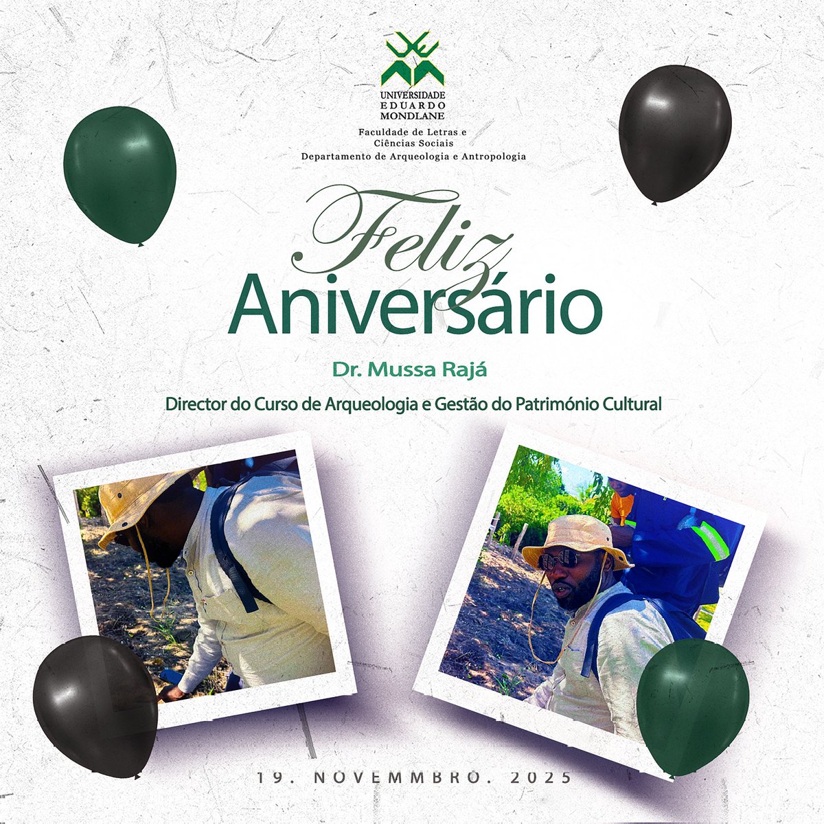 Feliz aniversário, Dr. Mussa Rajá! 
Hoje celebramos a vida de alguém que não só lidera, mas inspira. A sua presença no nosso percurso académico é mais do que orientação, é uma força que nos motiva a acreditar no nosso próprio potencial.