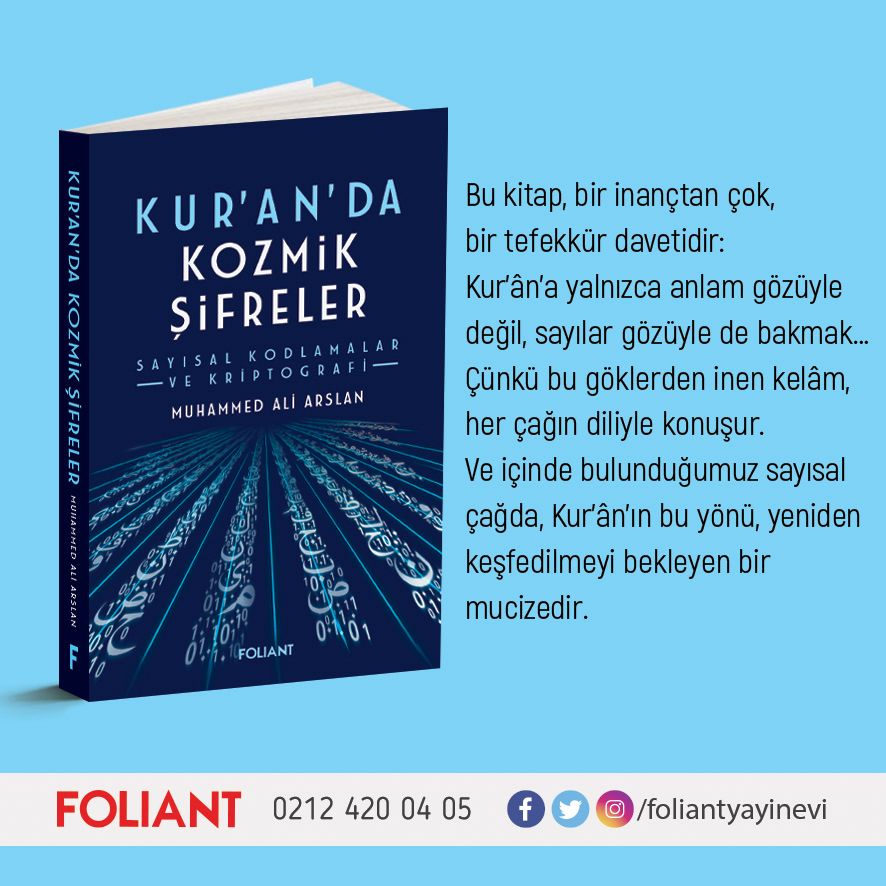 30 kişiye ‘KURAN ‘da Kozmik Şifreler Sayısal Kodlamalar ve Kriptografi’ Kitabı hediye! Katılım şartları:
 - <a href="/kavvamadam/">İbrahim</a> 'ı takip etmek, 
- Bu tweeti yeniden paylaşmak, 
- Yoruma bir arkadaşını etiketlemek. 
Son katılım tarihi: 1 Aralık

Kitabın yazarı uçak mühendisi ve poliglot
