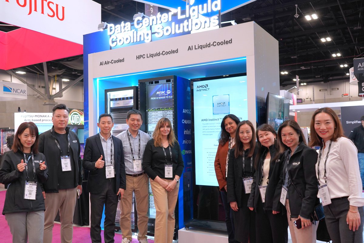 MiTACcomputing's tweet image. 🚀 #SC25 is live!
MiTAC showcases rack-to-cluster power — from high-density racks to full deployment.
See AMD Instinct™ MI355X GPU solutions in liquid &amp;amp; air-cooled designs for next-gen #AI and #HPC.

📍 Booth #3916
👉 mitaccomputing.com/en/2025campaig…

#MiTAC #RackToCluster #LiquidCooling