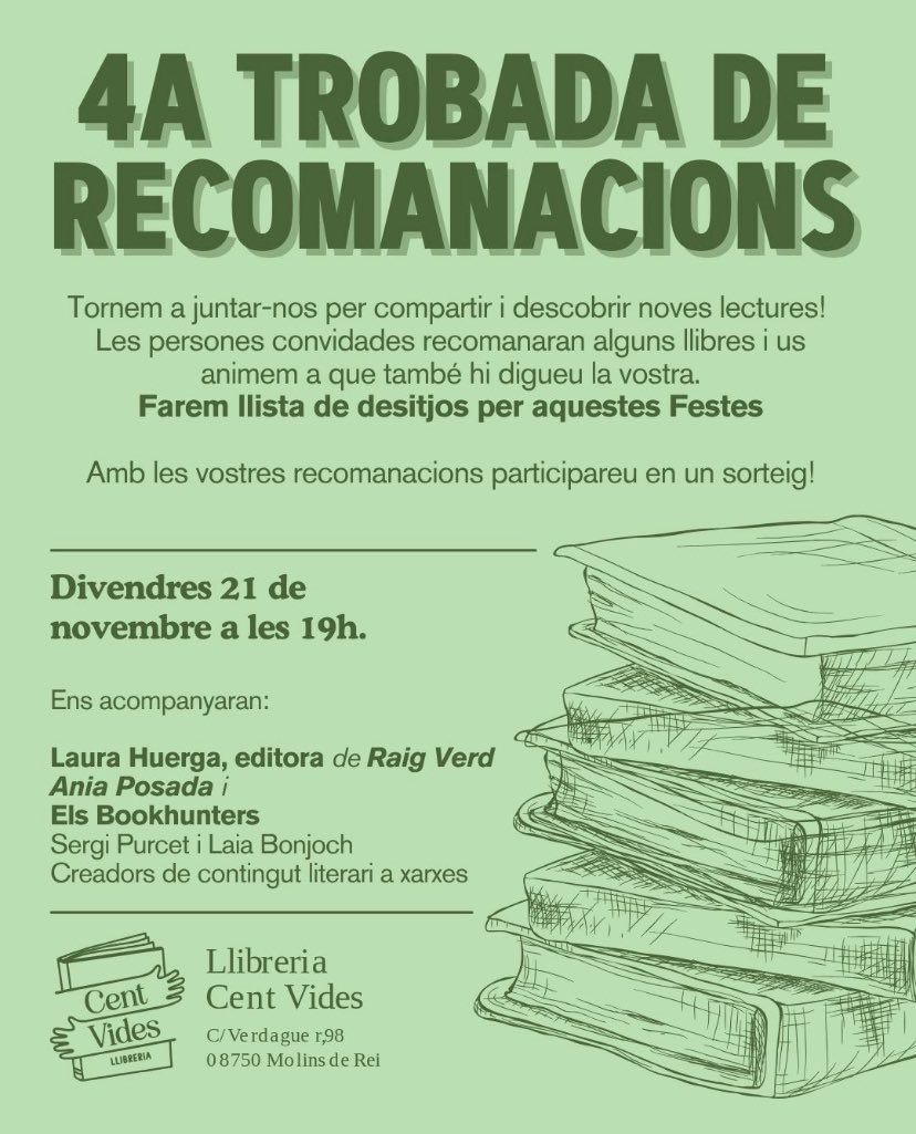 Aquest divendres tindrem un quartet de luxe a la llibreria per recomanar lectures 👏🏻📚Serà molt interessant, no us ho perdeu!  #trobadaderecomanacions