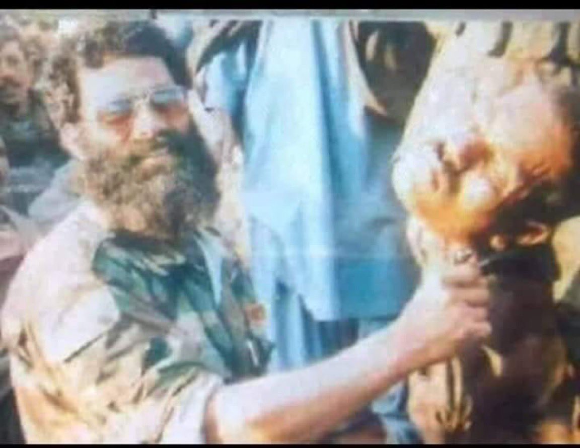 maveinlux's tweet image. Here is a photograph of Ilyas Kasmiri carrying the severed head of Talekar. He presented it to then president of Pakistan, Gen Pervez Musharraf. Later, Pakistanis played with Talekar’s head. Pakistan honored Ilyas Kashmiri and offered him 1 lakh rupees in cash for bringing the…