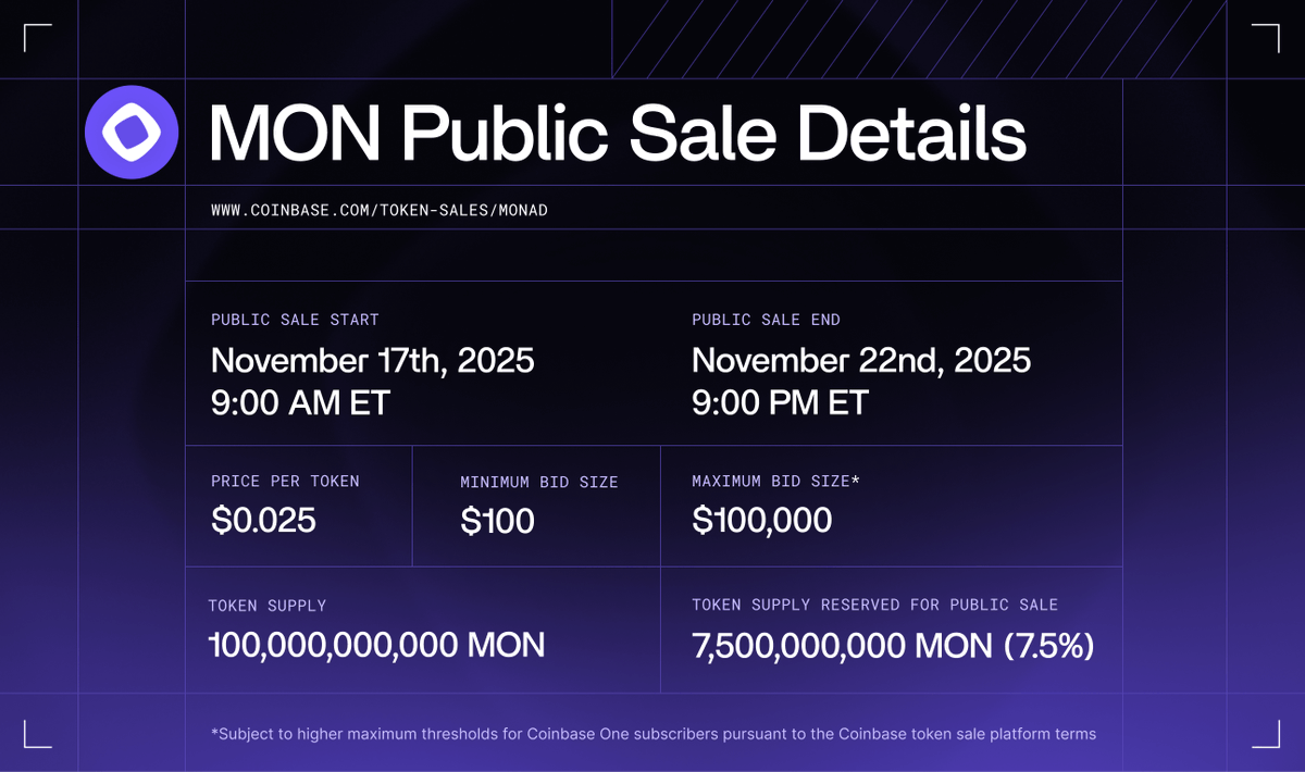 Monad - biggest token-sale 2025!
Monad>MegaETH>$5B!

One of the most high-performance layer 1 blockchain start 1-st token sale on Coinbase.

Why it will be worth more than $5B — and why that’s an easy 2x for you!

<a href="/monad/">Monad</a> has already proven its technical viability in action, so