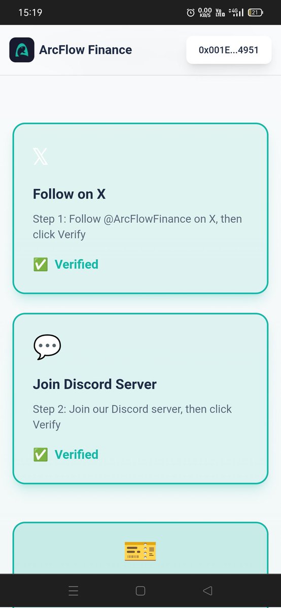 Ngogiahan154941's tweet image. Just completed my first verification step on ArcFlow Finance ✔️
Followed the official X account and got Verified instantly.
Excited to continue the journey and unlock exclusive NFT rewards!
@ArcFlowFinance
#ArcFlowFinance