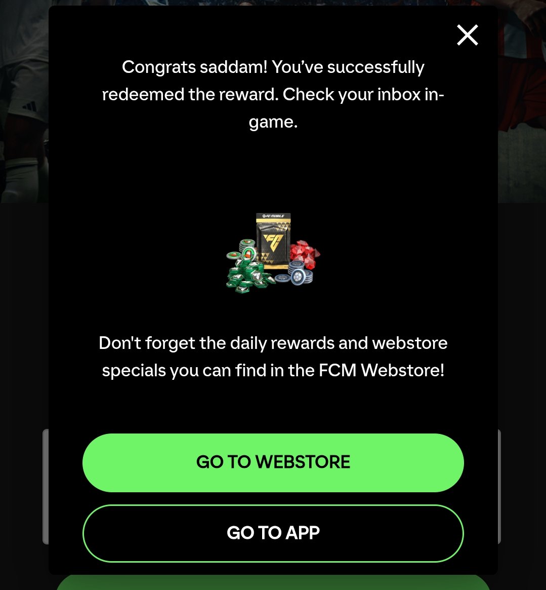 Saddamwaleedy's tweet image. Redeem code FC Mobile 
KKJEDEMOCRATA

#FCMobile
#Redeemcode 
#Game
