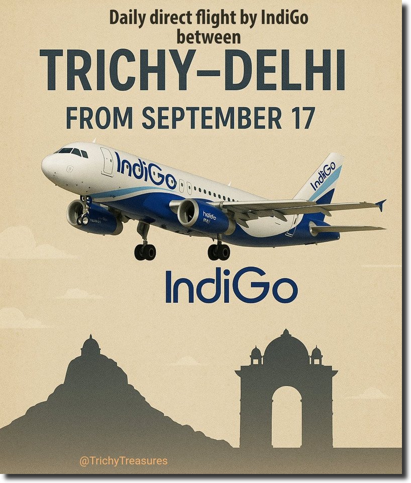 AviationTrichy's tweet image. Delhi chalo! It is just 3 hours flight duration from Trichy. #Indigo connects our #Trichy with #Delhi by its daily flight with the most convenient timings. @IndiGo6E @DelhiAirport