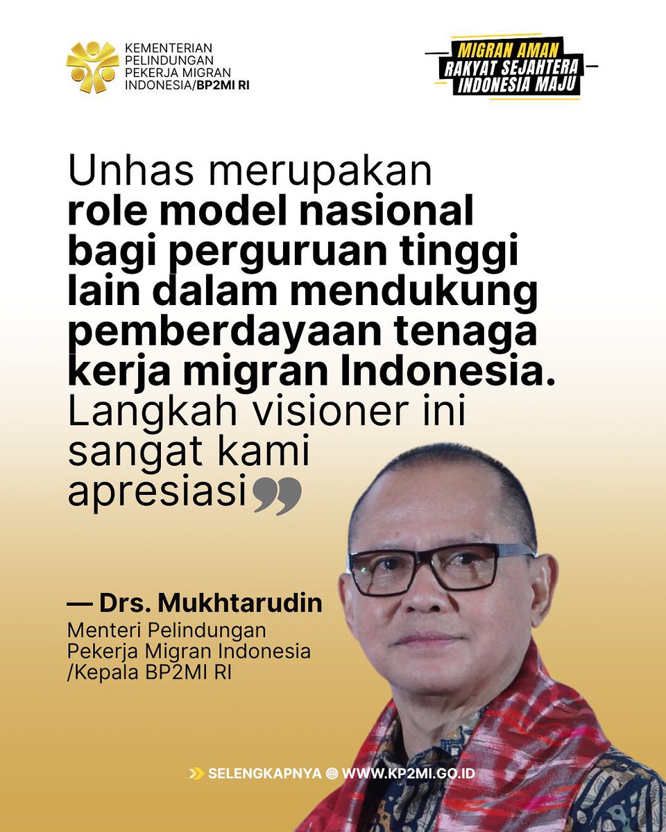 bp3miaceh's tweet photo. #SobatMigran Kolaborasi harmonis Kampus dan Kementerian terus digalakkan untuk Wujudkan Ekosistem Pemberdayaan Pekerja Migran dari Hulu ke Hilir.
Menteri Pelindungan Pekerja Migran Indonesia Mukhtarudin meresmikan Migrant Service Centre Universitas Hasanuddin (Unhas) di Makassar https://t.co/xQTH3WxSfR