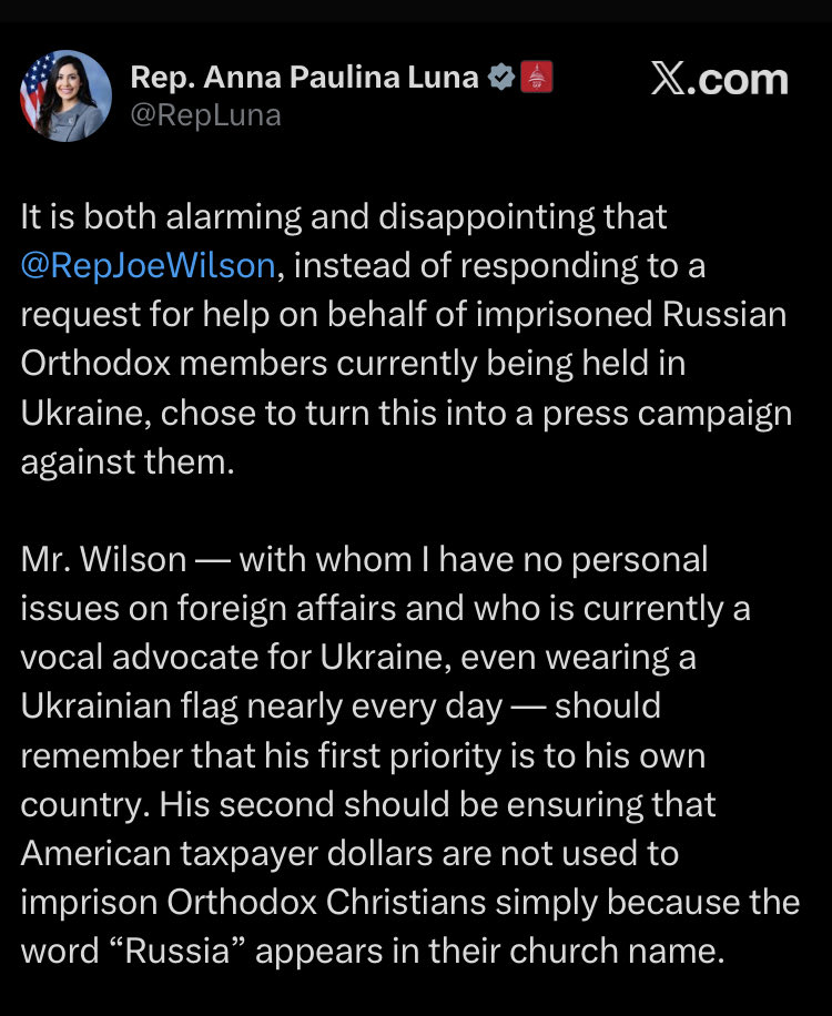 Anna Paulina Luna will always side with Russia and defend the genocide it is committing in Ukraine because she is a traitor working for Russia, an enemy of the United States