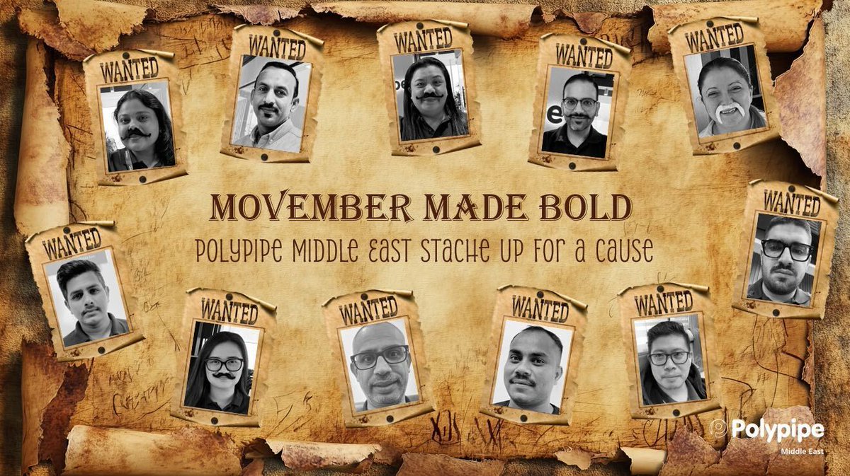 Grow a Mo, save a Bro 👨🧔
This month, Polypipe Middle East is supporting the ‘stache for a serious cause: Men’s mental health and wellbeing. Movember isn’t just about moustaches, it’s about breaking the silence, sparking conversations and reminding men it’s okay to ask for help