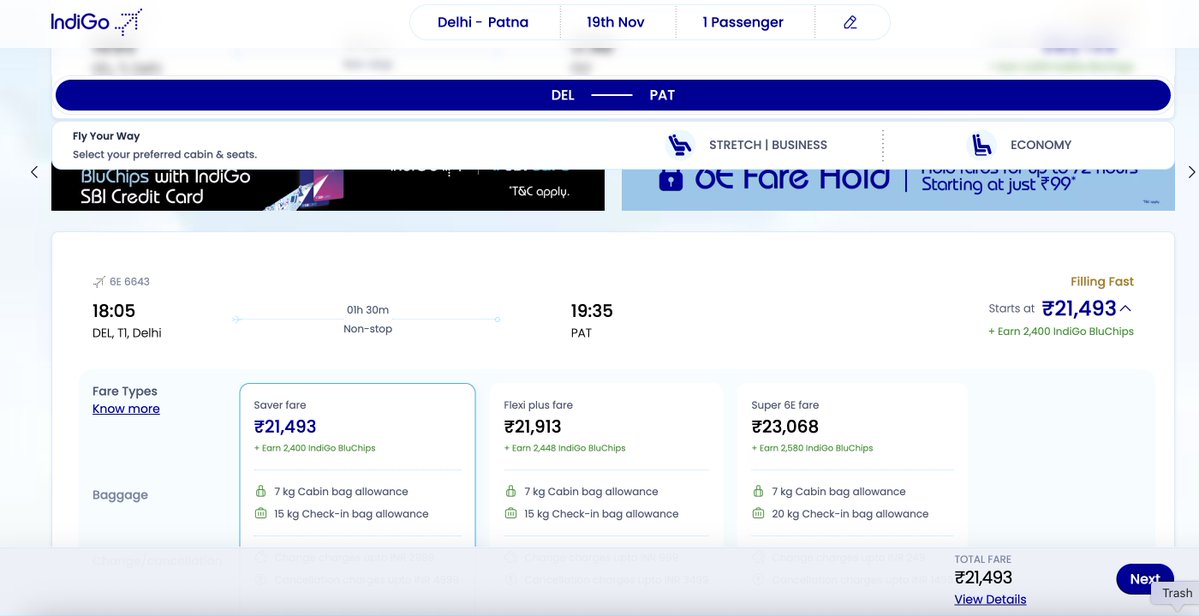 talk2anuradha's tweet image. Today&apos;s Delhi- Patna flight costs Rs 21,000/-

Today&apos;s Delhi - Bangkok flight costs Rs 7,000/-

1.5 hours flight cost THREE TIMES 4 hours flight.

There is literally open loot going on in everything !