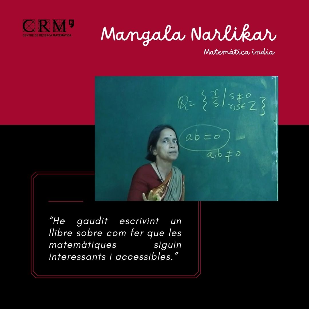 CRMatematica's tweet image. Mangala Narlikar, matemàtica índia, va combinar recerca i docència entre l’Índia i Anglaterra. Especialista en matemàtiques pures, va formar generacions d’estudiants amb claredat i passió. És recordada pel seu compromís amb l’ensenyament i la bellesa del pensament matemàtic.