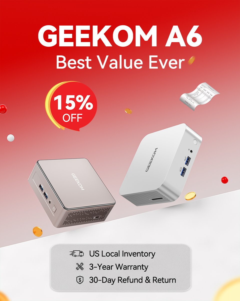 geekompc's tweet image. If you&apos;re new to GEEKOM, start with the fan-favorite A6.
All GEEKOM PCs 15% OFF — Black Friday just made it even harder to resist 😏

Get it🔗geekompc.com/geekom-a6-mini…
👉 15% OFF all PCs — CODE: GF25
----
#GEEKOM #MiniPC #Tech #computer #blackfriday #blackfridaydeals #laptop…