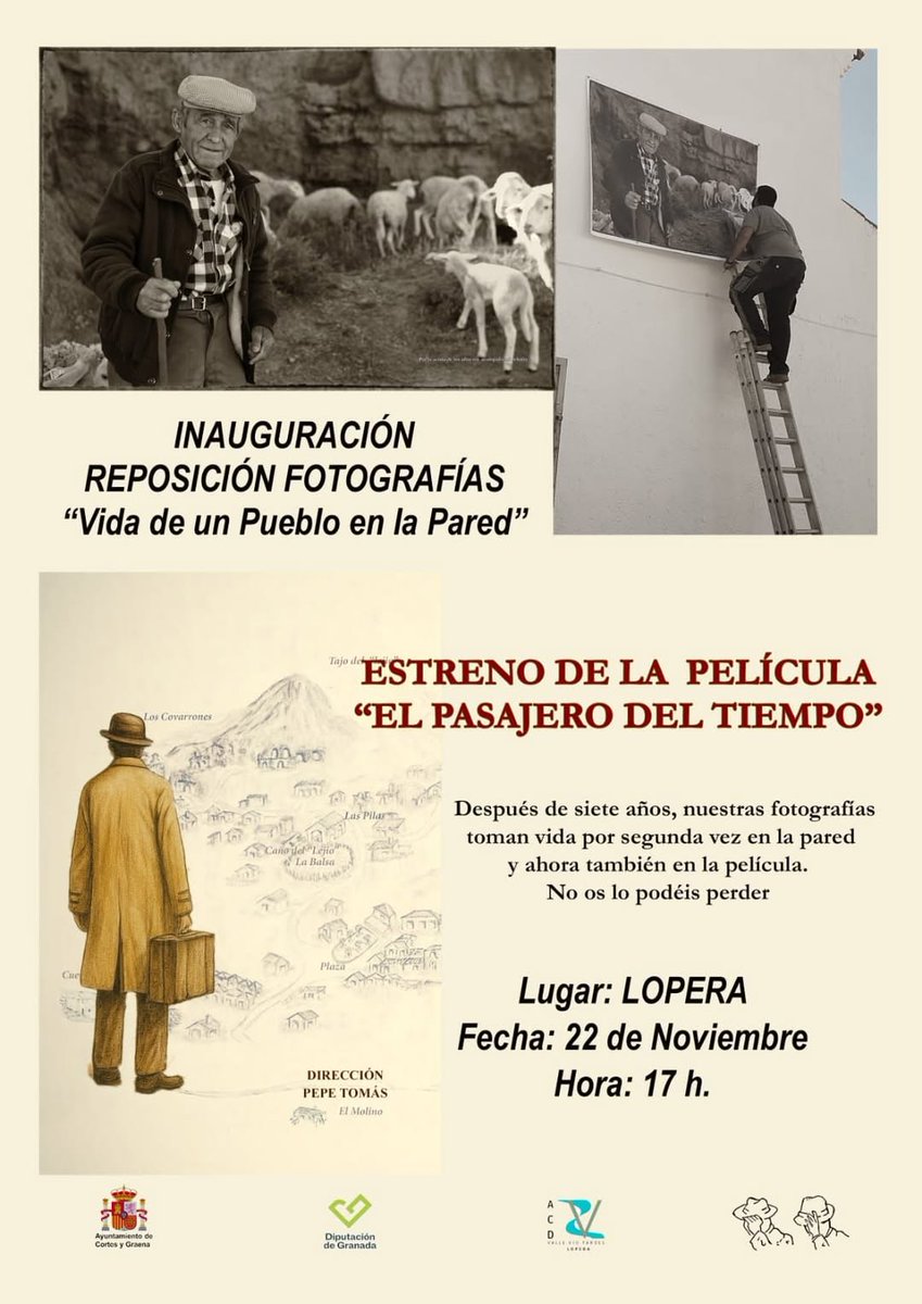 Lopera se viste de #Cine.
El sábado 22 de Noviembre a las 17:00h se estrena la pelicula "El Pasajero del tiempo", una película inédita y experimental.
Habrá chocolate, churros y rosetas.

Apúntate en el siguiente formulario: forms.gle/JqgZVbftquUXye…