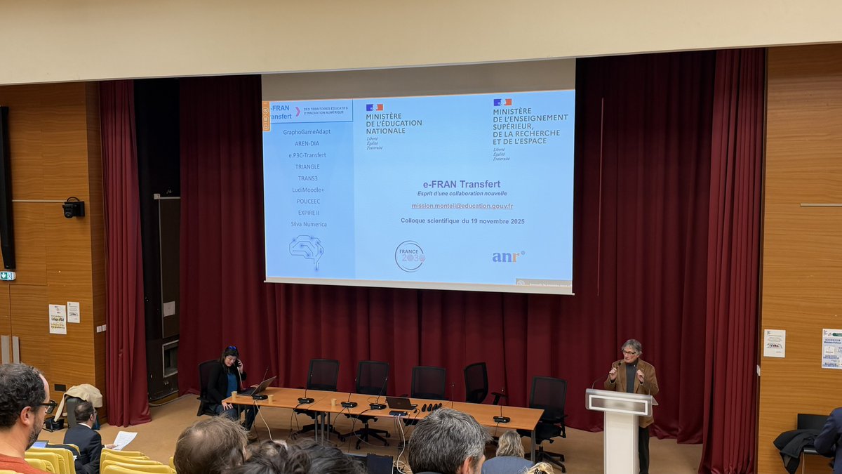 DraneOccitanie's tweet photo. Début du #colloque scientifique #eFRANTransfert à Paris au Ministère @sup_recherche.
Présentation des projets de recherche mêlant sciences et numérique, et notamment AREN-DIA et POUCEEC déployés dans les académies de @acmontpellier et @actoulouse.
🎓 44 thèses #eFRAN produites ! https://t.co/jPBs9A27Bi
