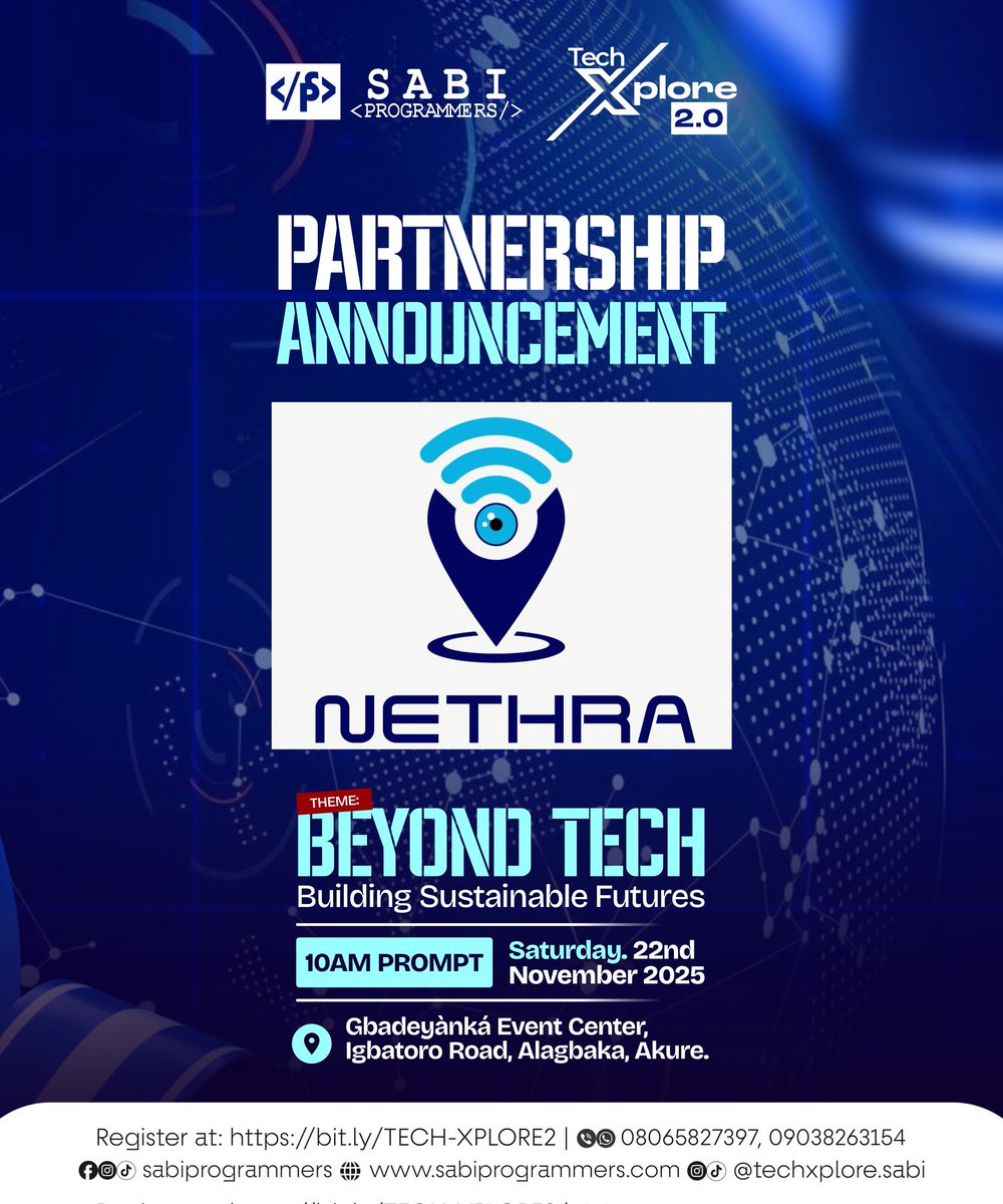 SabiProgrammers's tweet image. Proudly announcing our partnership with @NethraHealth, a digital health platform that connects patients with optometrists

To connect with them register and attend tech xplore 2.0 for free 

Registration Link in the first comment

#techxplore #nethra #akuretect #techevents