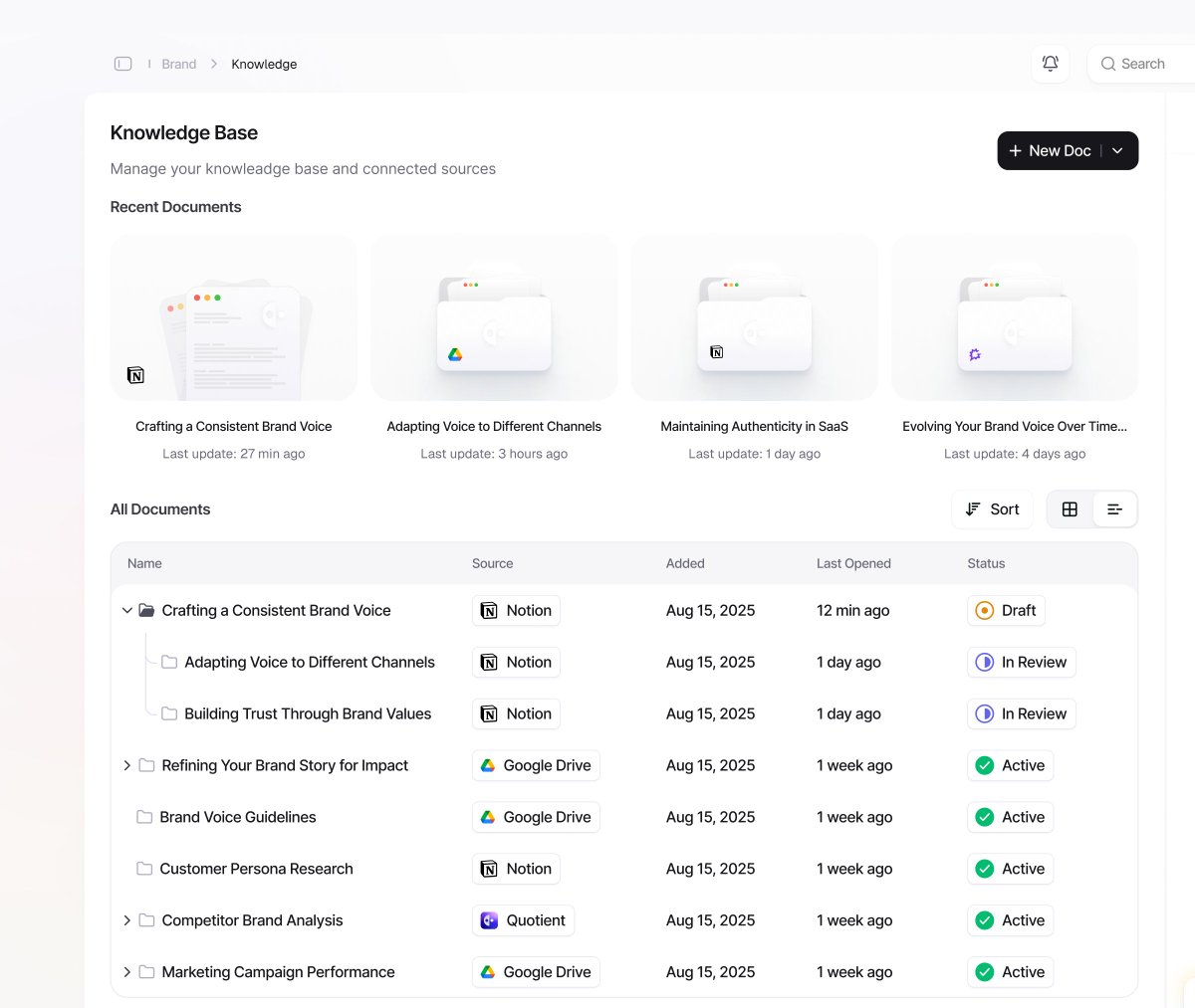Knowledge base design for QuotientAI 📚