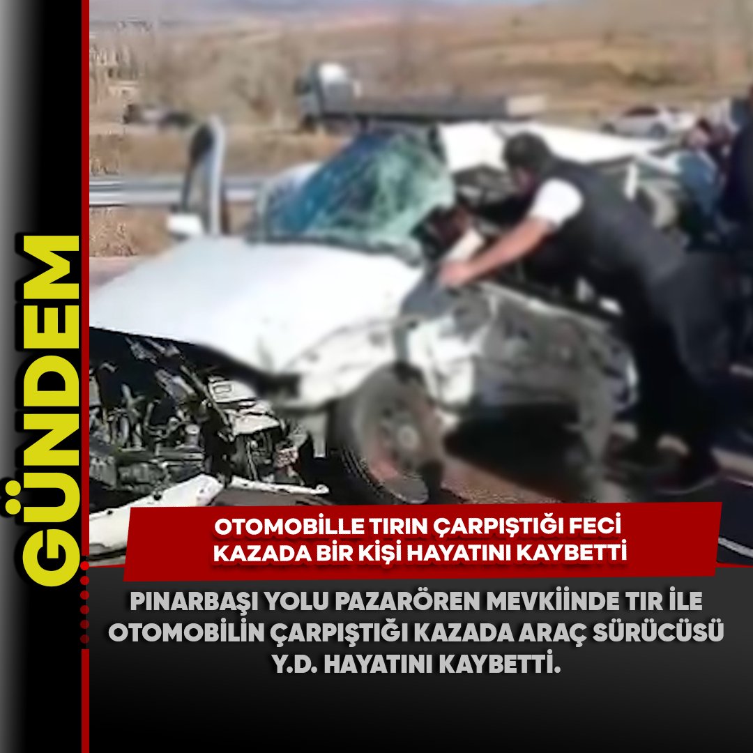 kentturk's tweet image. OTOMOBİLLE TIRIN ÇARPIŞTIĞI FECİ KAZADA BİR KİŞİ HAYATINI KAYBETTİ
#kaza #pınarbaşı #tır #otomobil