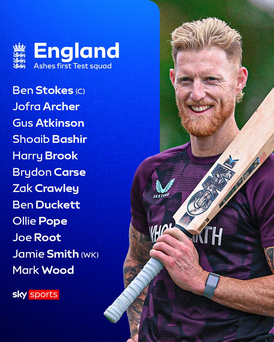 England Men have named their 12-player squad for the first Ashes Test 👀🏴󠁧󠁢󠁥󠁮󠁧󠁿