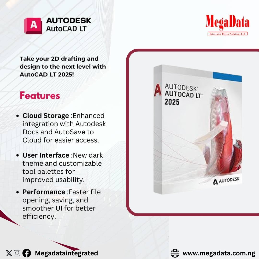 DigitalMegadata's tweet image. Ready to upgrade? Take your 2D drafting and design to the next level with AutoCAD LT 2025! Enjoy improved collaboration, PDF support, and a sleeker interface.

#Megadata
#Autodesk
#AutoCAD-LT
#SolutionThatWork
#ITSolutionsProvider
