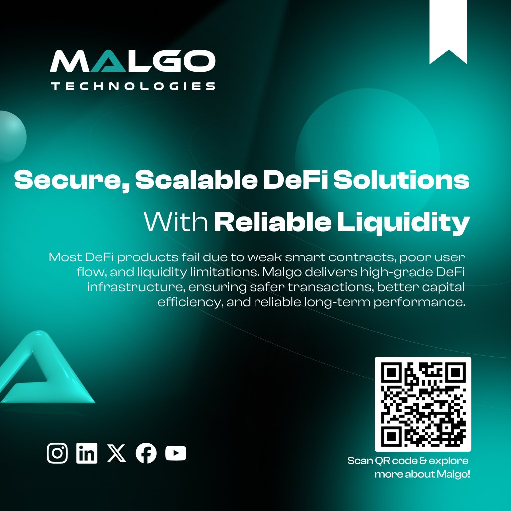 malgotech's tweet image. Security gaps, slow swaps, and weak liquidity hold DeFi platforms back. Malgo builds stable, scalable DeFi solutions built for real-world performance.

Build smarter DeFi: malgotechnologies.com/defi-developme…

#DeFiDevelopment #Web3 #Blockchain #SmartContracts #CryptoBuilders #Malgo
