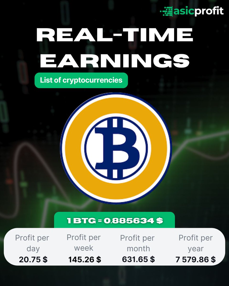 asicprofit's tweet image. BTG earnings looking strong this week 🔥

Would you add Bitcoin Gold to your mining lineup? 👀

Check real-time profits: asicprofit.com
#AsicProfit #CryptoMining #BTG