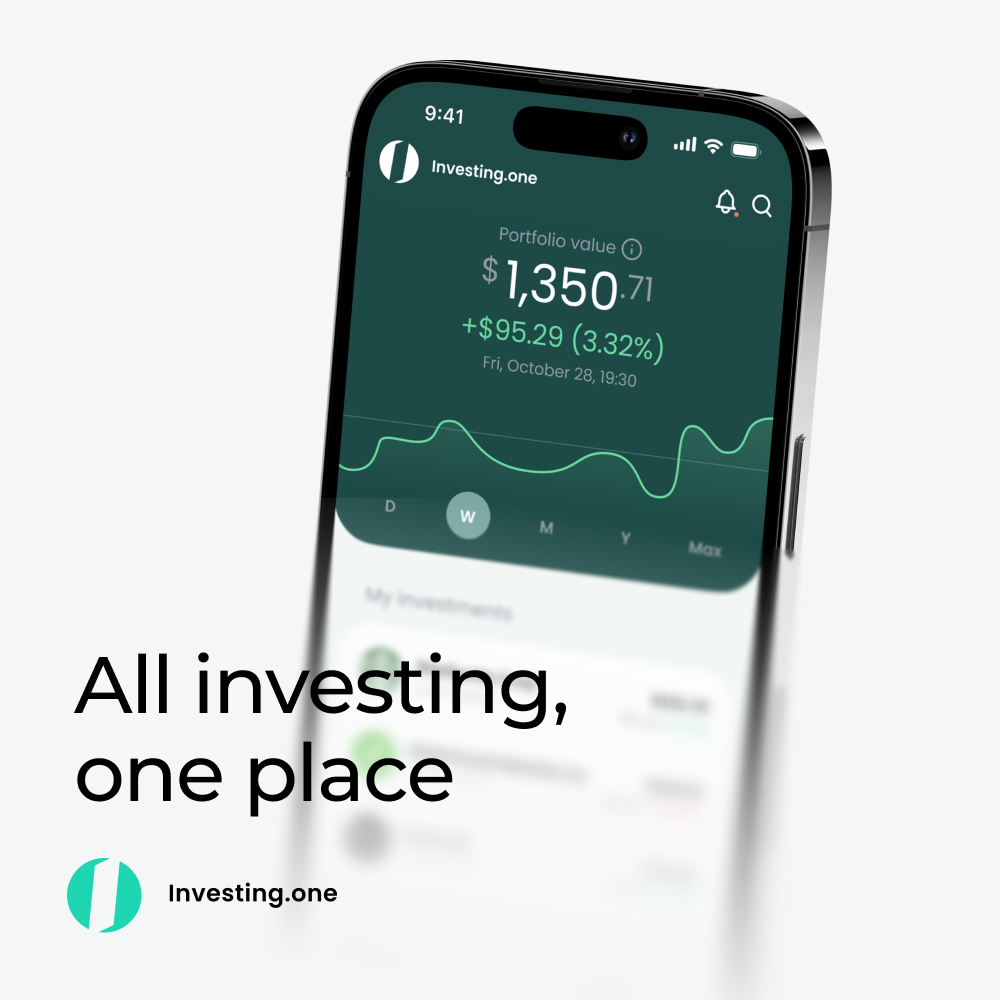 InvestingOne's tweet image. 🚀 We just launched ⁦investing.one⁩ — investing in stocks &amp;amp; ETFs made easy.

0️⃣ Commission-free
🧩 Start with €1
🎁 Free shares up to €100

Ready to grow your money? Start now 👉 ⁦investing.one⁩

❗ When you invest, your capital is at risk