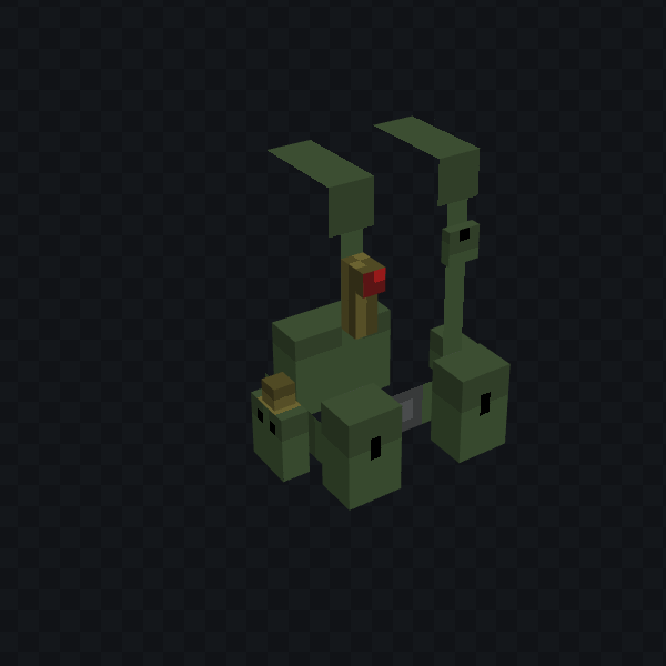 I made an ALICE rig in Blockbench. Idk if the kit is accurate, i just put on what i thought was cool.
It includes:
2 ammo pouches
1 back pouch
1 compass pouch
1 flashlight
1 pistol holster
1 canteen holster 

#Blockbench #Minecraft #militarygear