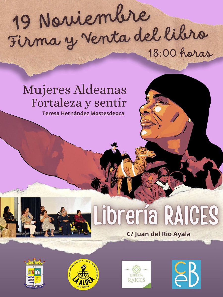 ¡¡HOY FIRMAMOS!!

🗓️ 19/11/2025.
📖 #MujeresAldeanasFortalezaySentir
⌨️ Teresa Hernández Montesdeoca.
📍Librería Las Raíces.
⏰ 18:00 horas.

#CalendarioCanariaseBook #FirmasCanariaseBook #LibrosCanariaseBook #LeerCanarias #MujeresEscritoras #EditarenCanarias #EditorialesCanarias