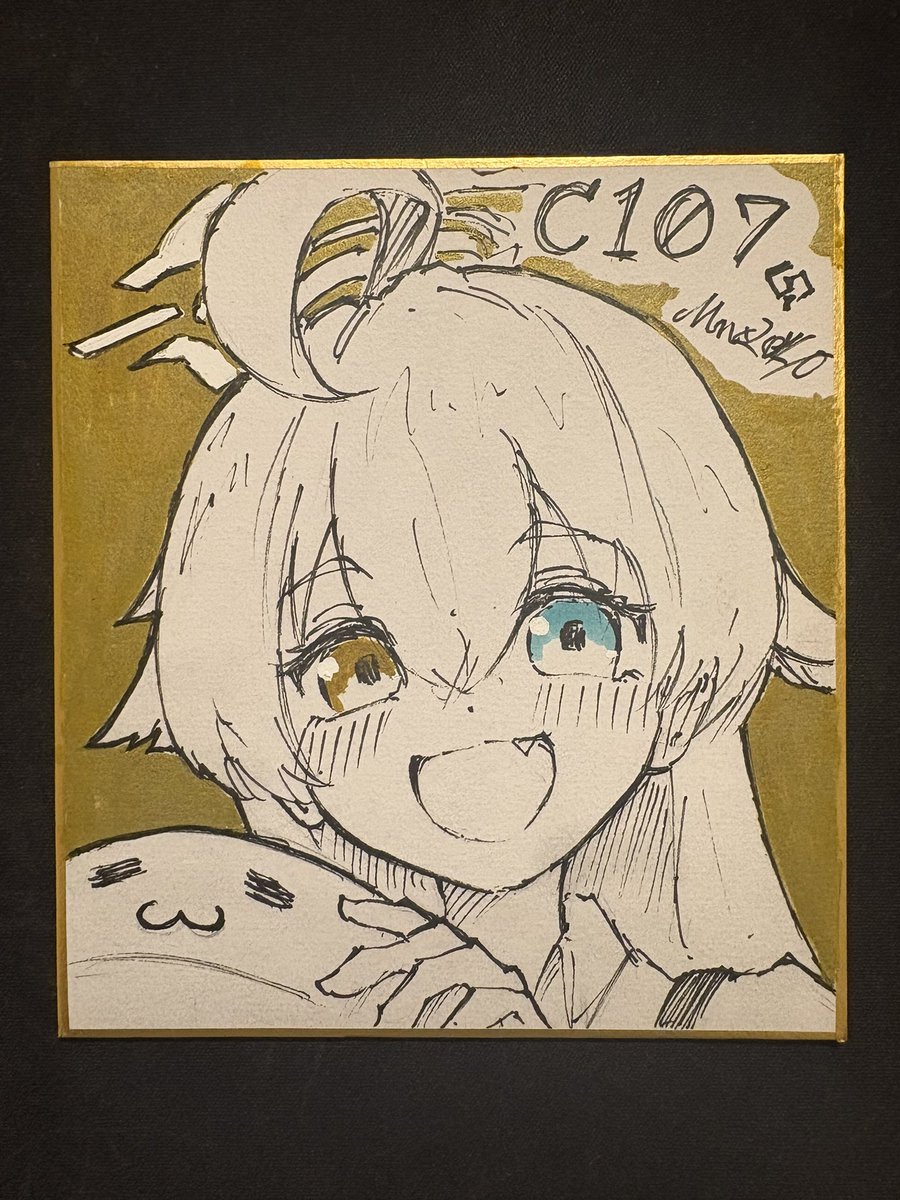 夏コミ ぱんやかわ C104 ブルアカ ポニテホシノ 直筆イラスト ミニ色紙 実は色紙の中にホシノもあります！！#ブルアカ #C107