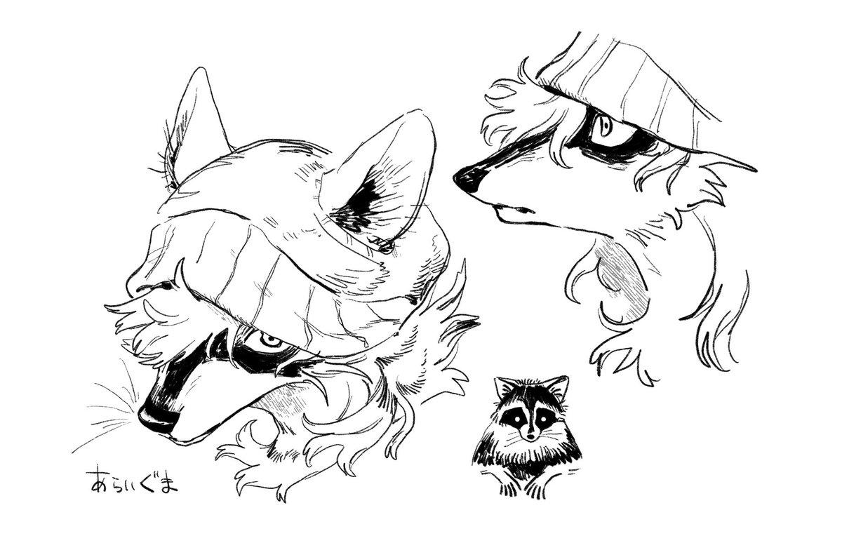 eziezi_'s tweet image. 休憩中に描いてた落書き🦝