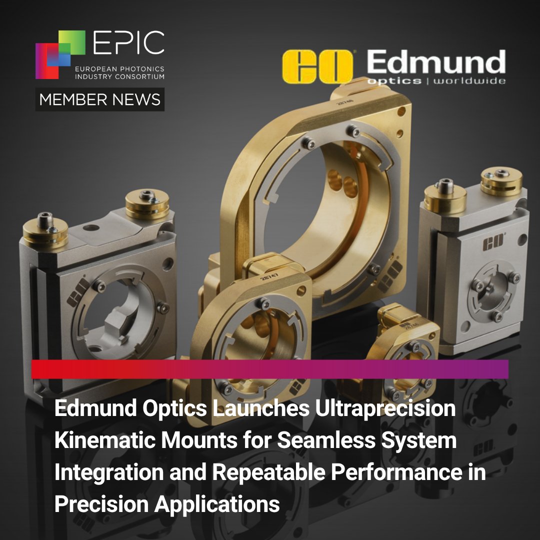 EPIC_photonics's tweet image. 📣 Edmund Optics® announced its new Ultraprecision Kinematic Mounts, expanding its optomechanics lineup with mounts that offer high-accuracy adjustment, long-term stability, and low wavefront distortion for precision optical assemblies. tinyurl.com/mvp7dhx9 #EPICMembersNews…