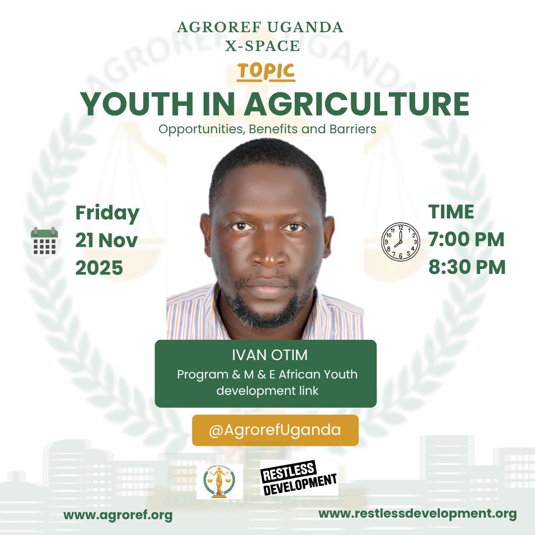 🌱 Agriculture isn't just about farming—it's a core pillar of the #NationalYouthManifesto for livelihoods and economic transformation!

Join Our very own program and  M&amp;E officer <a href="/ivanotim96/">otim ivan</a> this Friday for a crucial X-Space as he breaks down the Opportunities, Benefits, and