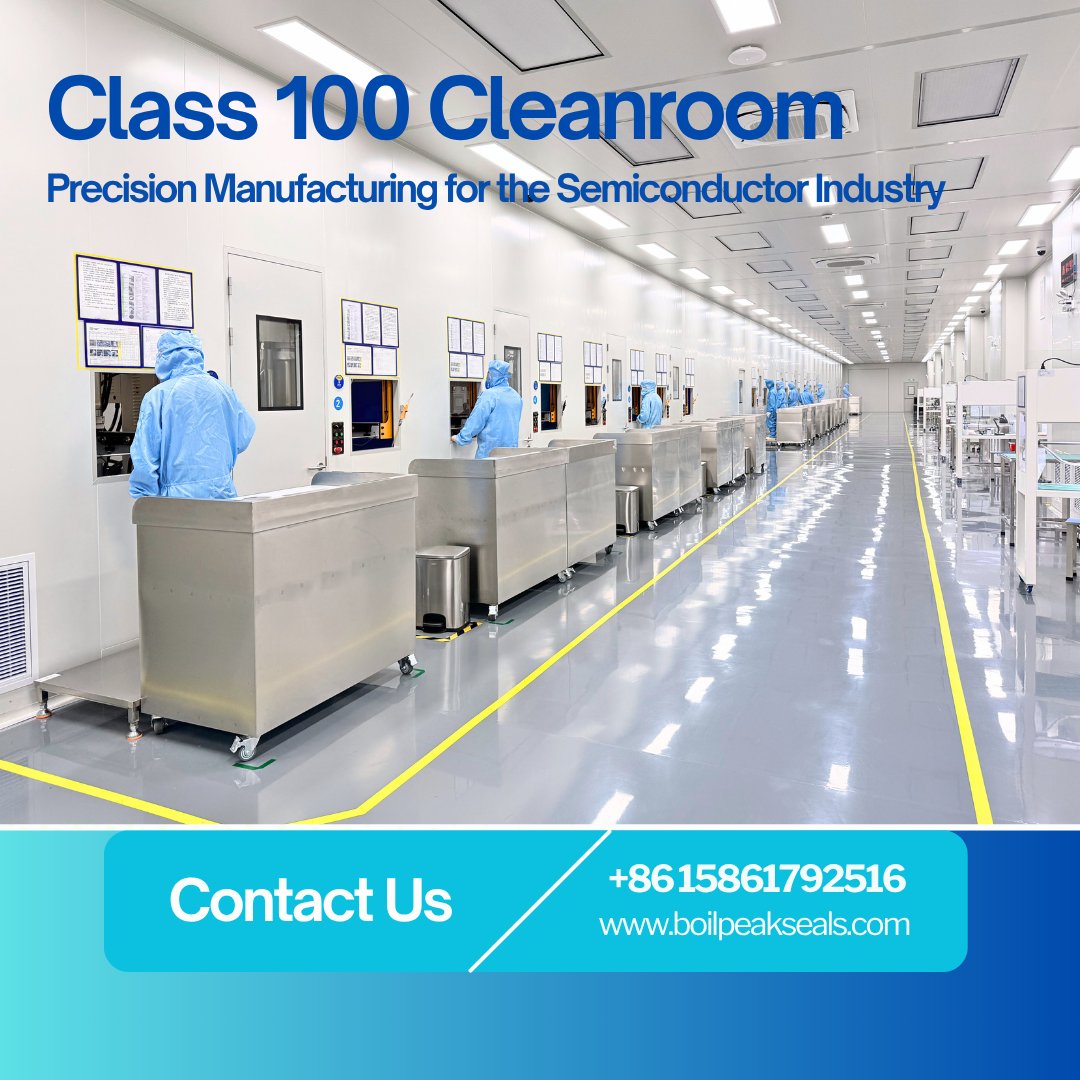 BoilPeakSeals's tweet image. Class 100 Cleanroom – Precision manufacturing for the semiconductor industry, ensuring every sealing component meets the strict requirements of advanced semiconductor processes #Class100  #SemiconductorSeals #FFKMORings  #SemiconductorIndustry