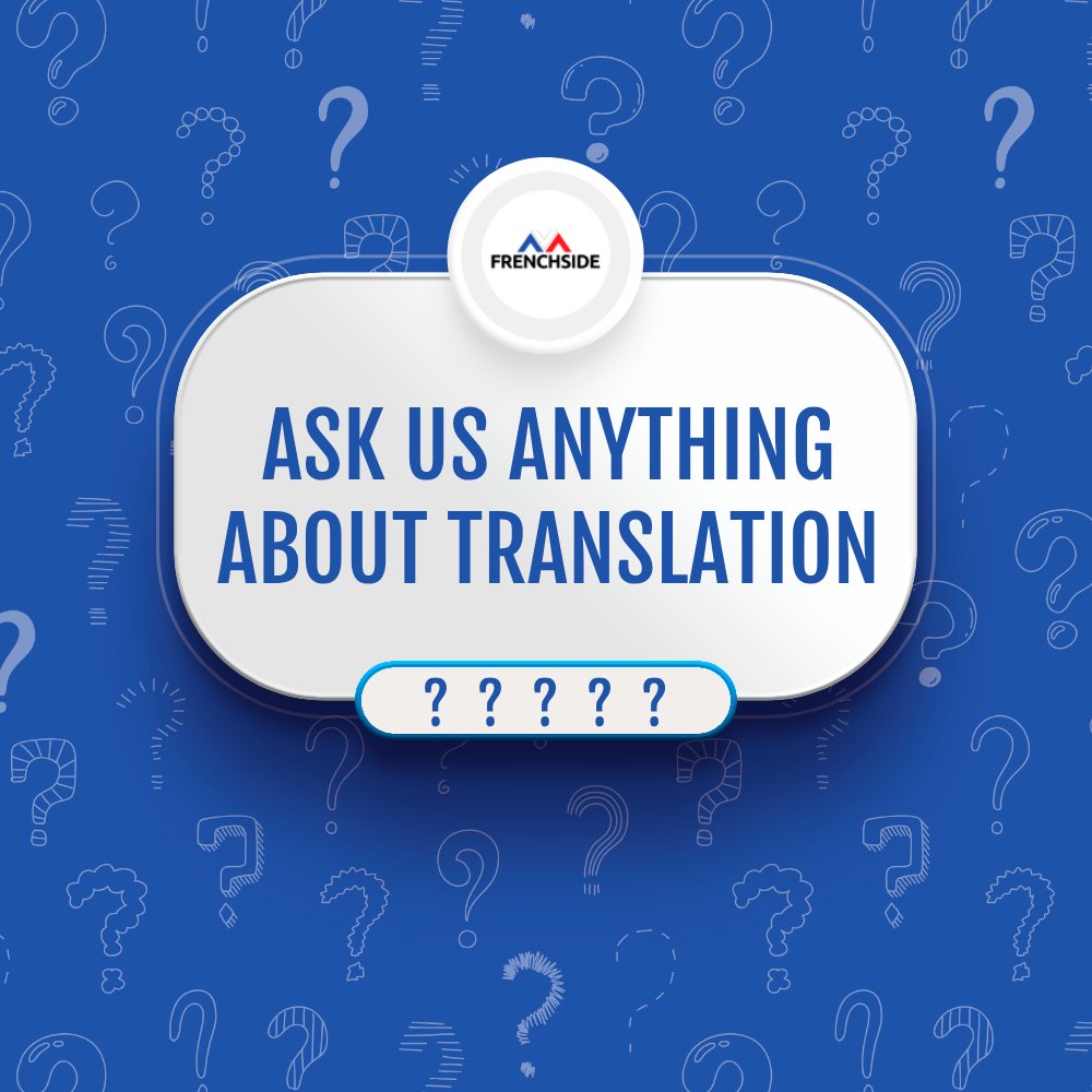 FrenchSideza's tweet image. Got translation questions? 🤔🗣️
Ask us anything—from legal docs to multilingual marketing! Drop your question and our experts will answer. #LanguageServices #TranslationHelp #AdHocCommittee #FindYourElfie #MadlangaCommission
