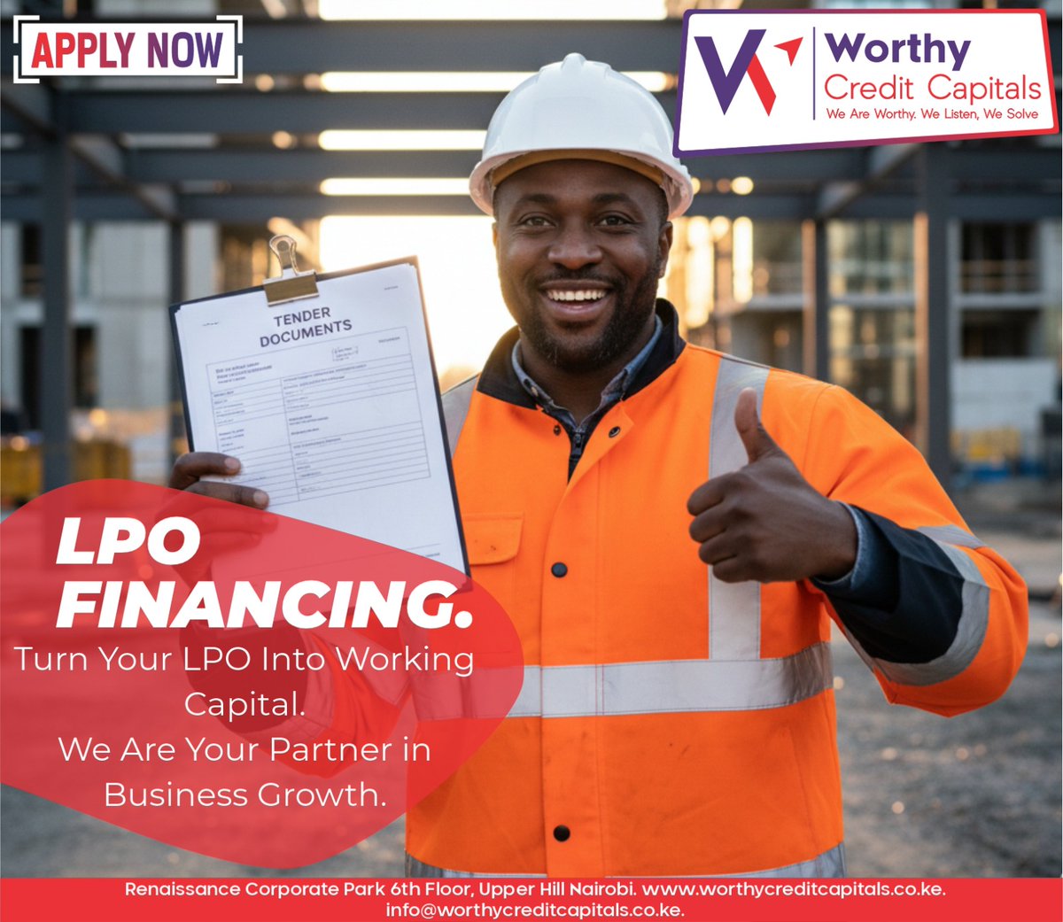 ntvkenya's tweet image. SP: Turn Your LPO Into Working Capital!
Fast, flexible LPO Financing to boost your business growth.

We Are Your Partner in Success.
Call: 0701059059

Apply: worthycreditcapitals.co.ke/apply-loan.html 

#LPOFinancing #BusinessGrowthKE #WorthyCreditCapitals #QuickLoansKE #SMEFinanceKE