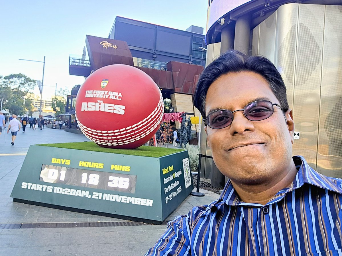 Thavash's tweet image. The Ashes starts in roughly a days time , and we have this handy countdown timer on the streets of Perth (as if we needed it). 
First game will be interesting !
#Ashes #Ashes2025