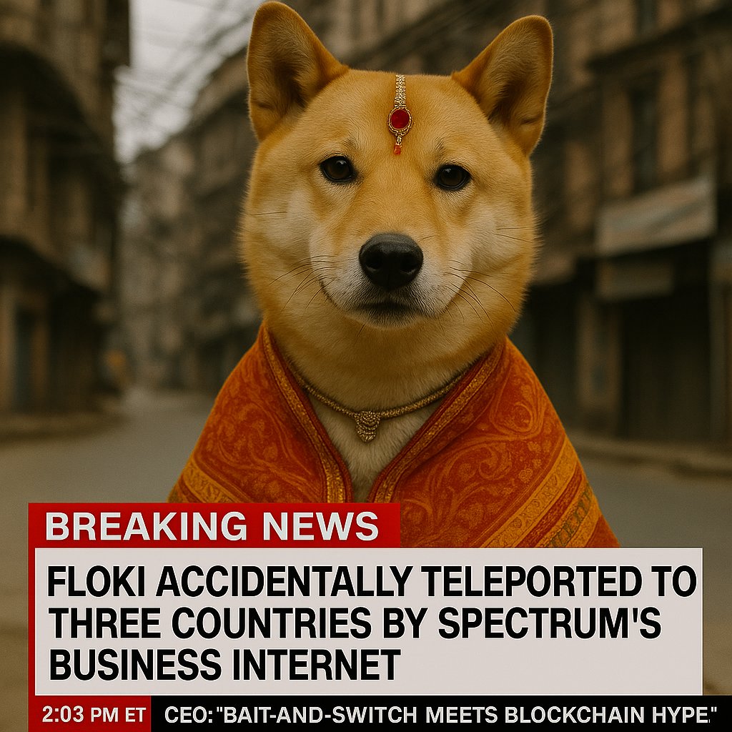 PetAdorn's tweet photo. BREAKING NEWS: Floki disappeared today
Spectrum outsourced my connection… but accidentally outsourced Elon's dog.
Now Floki is lost in a wiring system so confused it makes their customer service look organized.
#LostDog #InternetScam #OffshoreSupport
@DOGE__news @elonmusk @dogefan