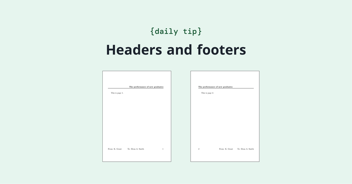 overleaf's tweet image. You can easily modify your document headers and footers with LaTeX. We&apos;ve written this comprehensive guide on how to achieve this. overleaf.com/learn/latex/He…