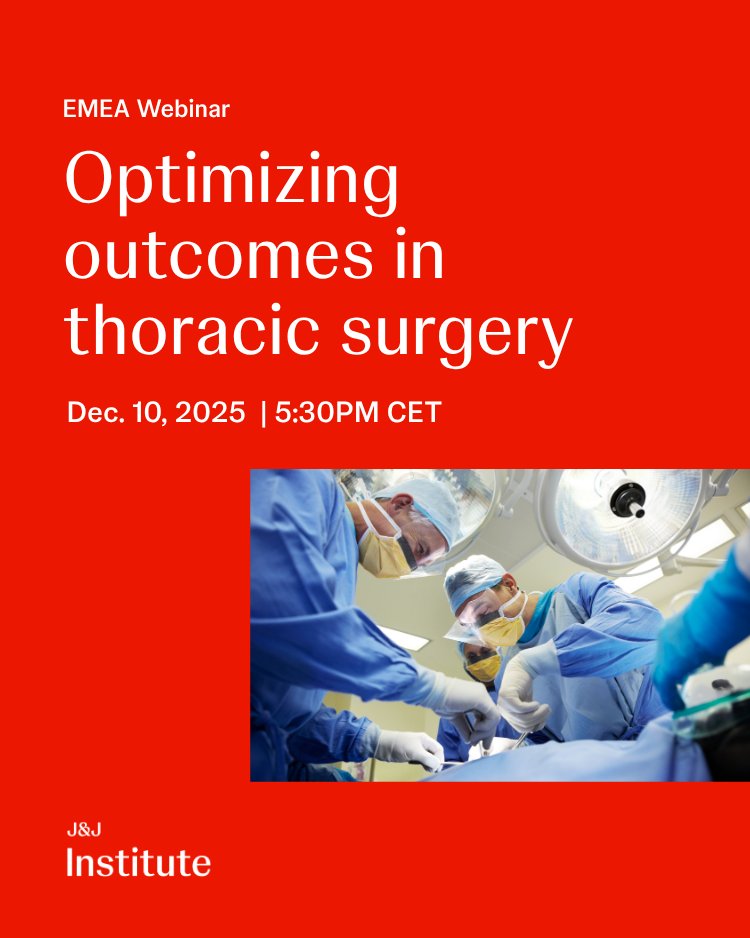 JNJMedTech's tweet image. 🩺 Join JNJInstitute on Dec 10 for a focused webinar on optimizing outcomes in thoracic surgery!

From complex lung volume reduction to surgical resection after immunotherapy, our expert speakers will guide you through multidisciplinary strategies that enhance survival, recovery,…