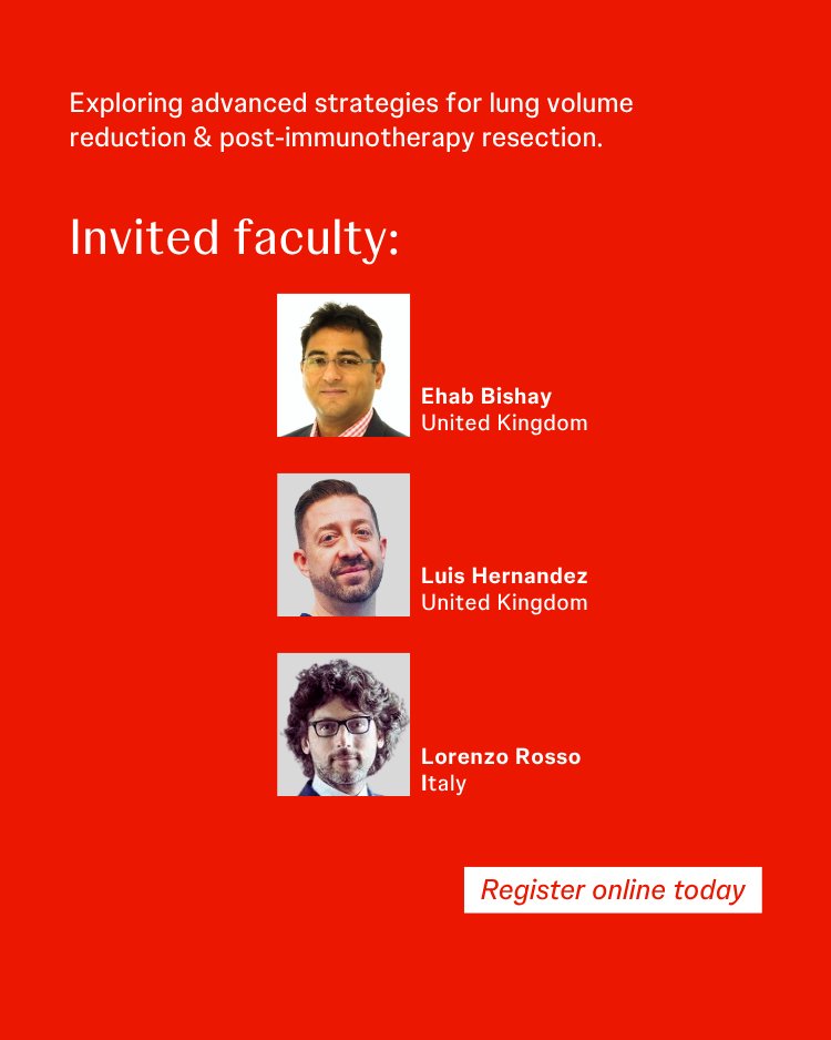 JNJMedTech's tweet image. 🩺 Join JNJInstitute on Dec 10 for a focused webinar on optimizing outcomes in thoracic surgery!

From complex lung volume reduction to surgical resection after immunotherapy, our expert speakers will guide you through multidisciplinary strategies that enhance survival, recovery,…