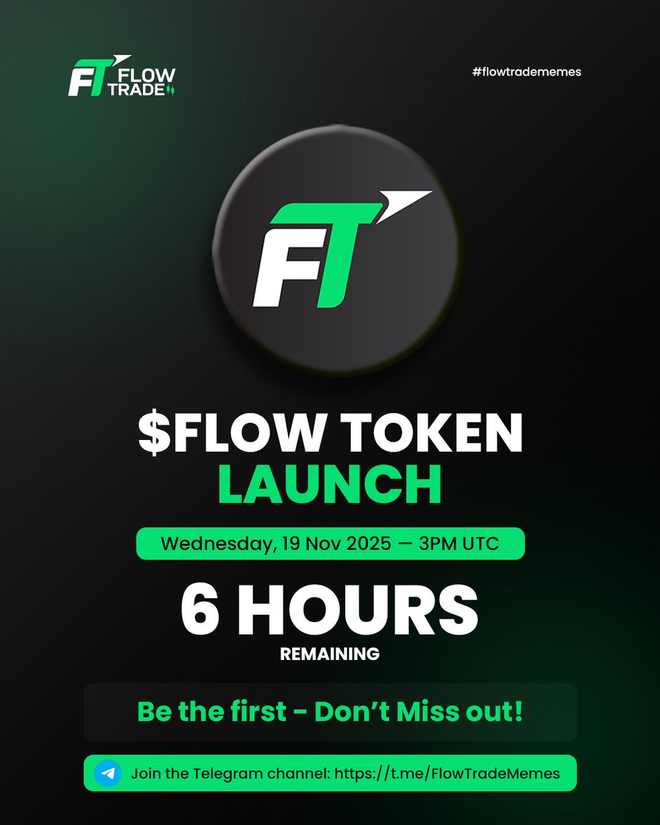 FlowTradeMemes's tweet image. 🚀 $FLOW LAUNCHES IN 6 HOURS — GET READY FOR LIFTOFF!
FlowTrade is dropping the next big Solana token and early positioning is everything.

⚡ Utility + Community + Momentum
⚡ Built for the true degens
⚡ This launch is going to MOVE

🔥 CA drops ONLY via our Telegram bot — do…
