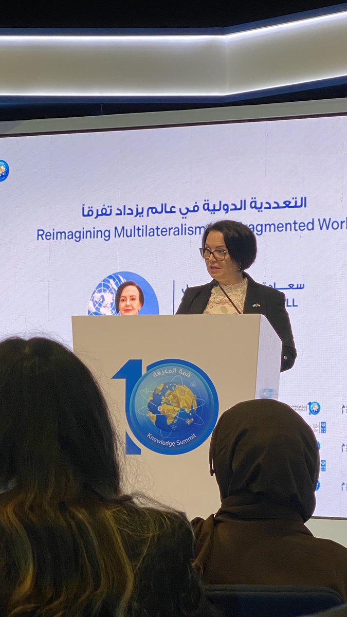 UN_UAE's tweet image. At the 10th @KnowSummit, UN RC @BBoell stressed that reimagining multilateralism means shifting from power-based to problem-based cooperation and rebuilding the system for a world that is interconnected, multipolar, and facing risks no country can manage alone.
#KnowledgeSummit