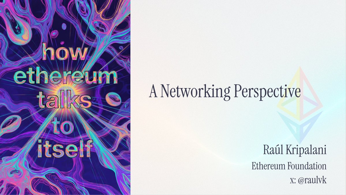 raulvk's tweet image. Why P2P matters: How Ethereum talks to itself.

And a preview of what&apos;s next in the Networking roadmap.

Recording out soon. Slides below. Thanks @Bankless!