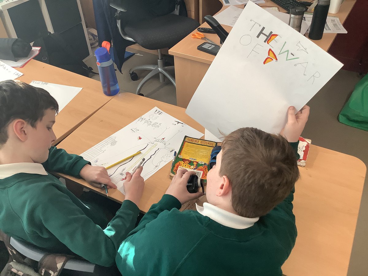 P7 are listening to Jeff Wayne’s ‘War of the Worlds’ and creating front covers for comic book adaptations of the H.G Wells sci-fi novel, as part of their WAU topic on ‘Earth and the Solar System’.