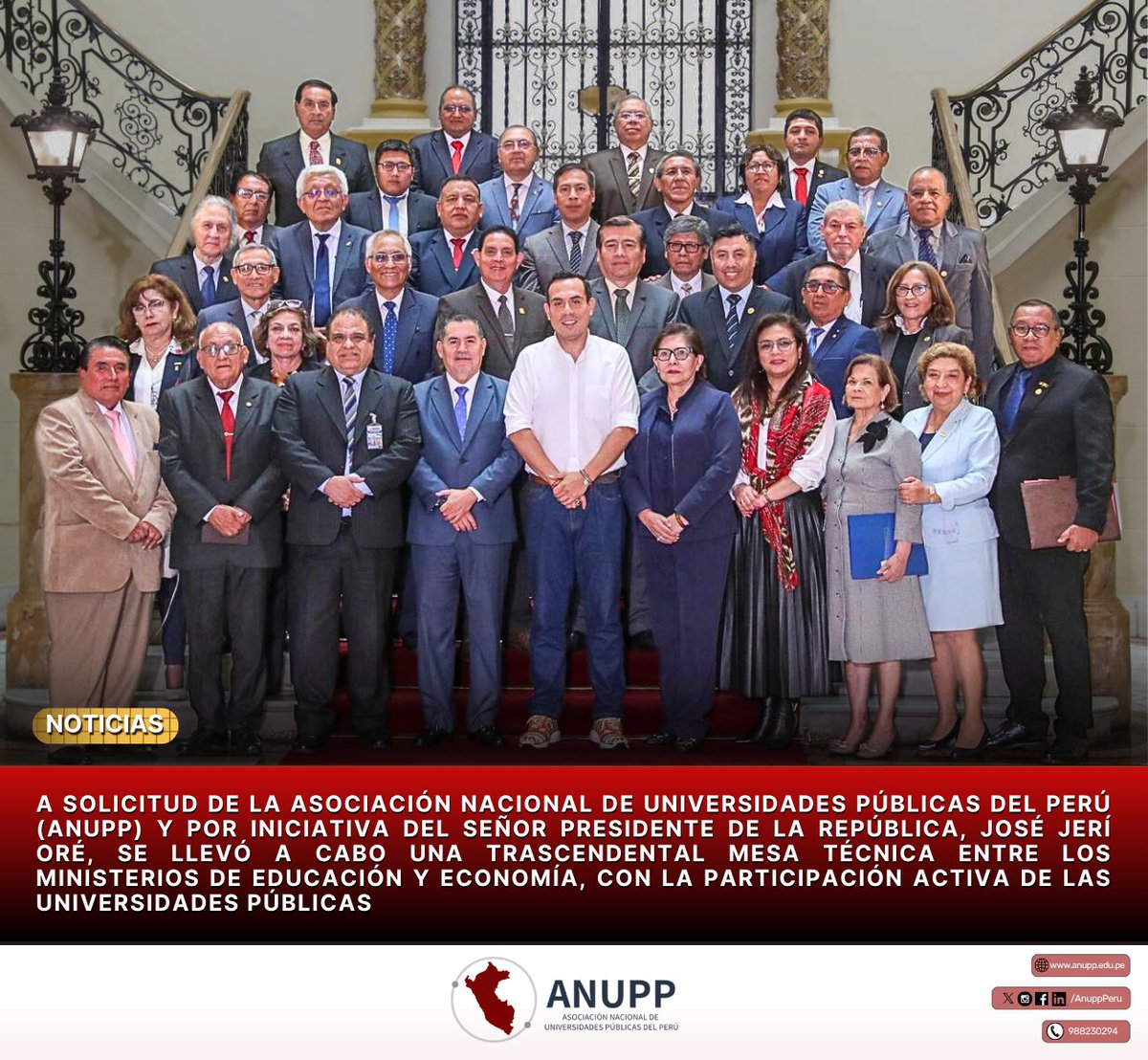 AnuppPeru's tweet image. 📩 | A solicitud de la Asociación Nacional de Universidades Públicas del Perú (ANUPP) y por iniciativa del SPR, José Jerí Oré, se llevó a cabo una trascendental Mesa Técnica entre los Ministerios de Educación y Economía, con la participación activa de las Universidades Públicas.…