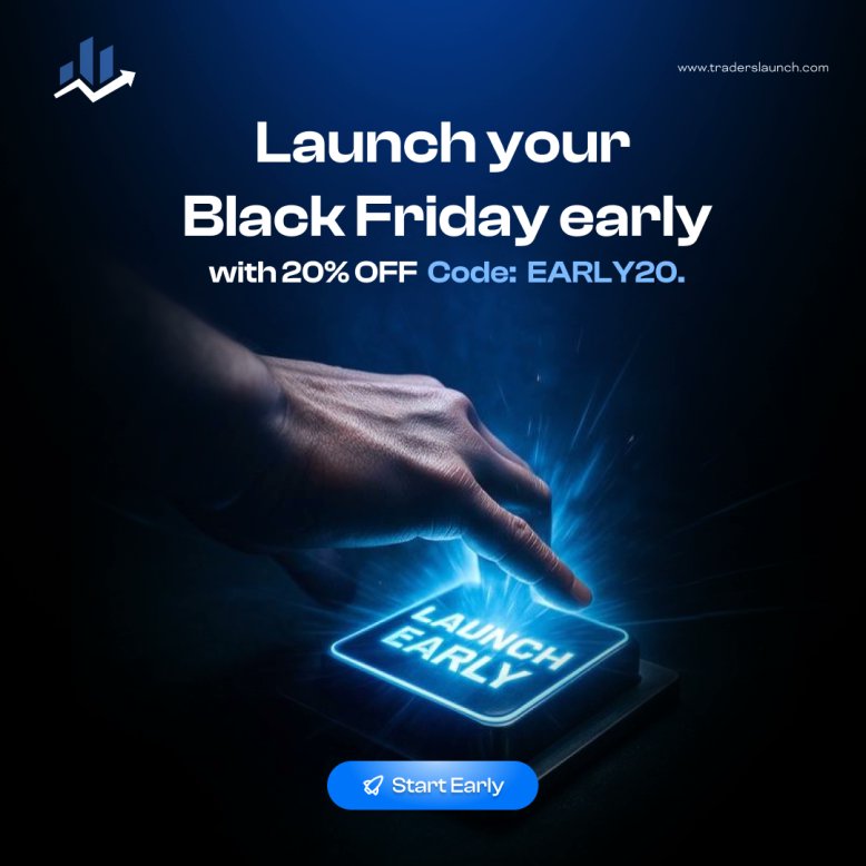 TradersLaunch's tweet image. Last 2 days to launch Black Friday early.

Get 20% OFF all evaluations with code EARLY20.

Ends Friday 21st November