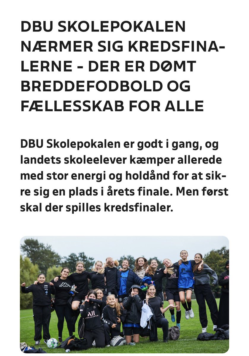 Breddefodbold og fællesskab for alle 👉 DBU Skolepokalen er godt i gang, og landets skoleelever kæmper allerede med stor energi og holdånd for at sikre sig en plads i årets finale. Men først skal der spilles kredsfinaler ⚽️

dbujylland.dk/nyheder/2025/n…