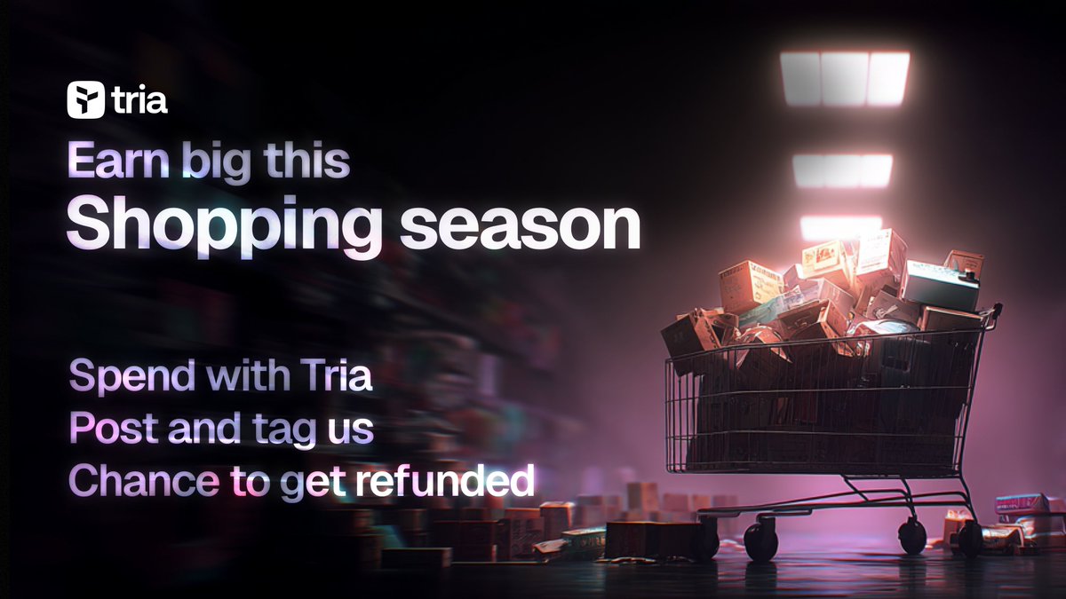 useTria's tweet image. Tria Treasure is now live, created as a way to give back to our early users.

With the biggest shopping period underway, including Black Friday, 12.12, and the holidays – we are running a month-long effort to reward the people who have been using Tria.