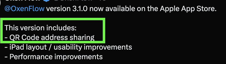 OxenFlow's tweet image. Quick! Someone tell Caden QR code address sharing is available in the latest version of @OxenFlow.

Tap &quot;Request&quot; from the Home tab to share your address!

$FLR $XRP