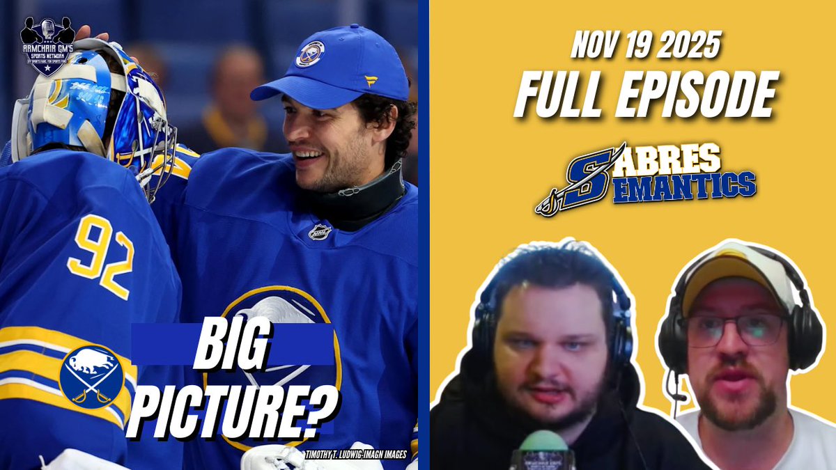 SabresSemantics's tweet image. Our latest episode is now available on @ArmchairGMPod!🎙️

@BCaputo_AGM &amp;amp; @Austin_Broad discuss the big picture organizational outlook after a rollercoaster first 19 games of the #Sabres 2025-26 season. #Sabrehood

📺WATCH youtu.be/aebaIEo4trM?si…

🎧LISTEN linktr.ee/ArmchairGMsSpo…
