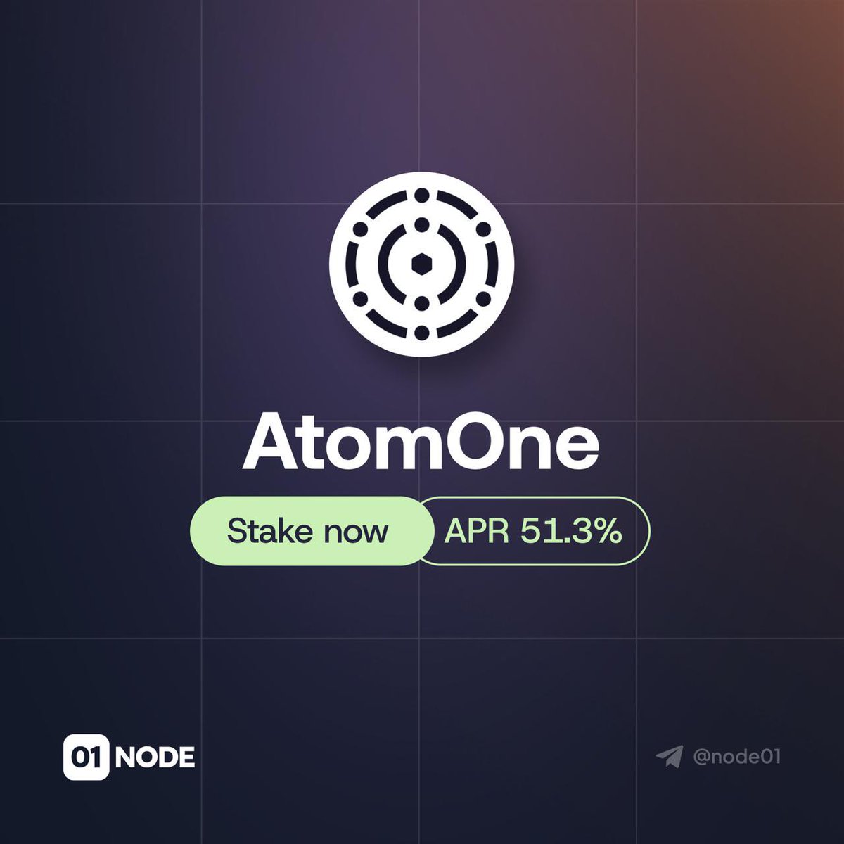 01node's tweet image. 🔊🔊Attention ct! 

A massive APR of 51% is not something you see every day. If you want to make your AtomOne work for you, stake with us. 

&amp;gt;&amp;gt;&amp;gt; mintscan.io/atomone/valida…

❇️Supported wallet: @keplrwallet @leap_wallet
